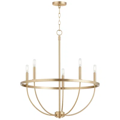 Quorum Tribute 28" Wide Aged Brass 5-light Chandelier