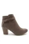 Qupid Faux Leather Bootie In Dark Taupe In Brown