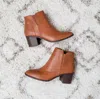 Qupid Women's Block Heel Booties In Camel In Brown