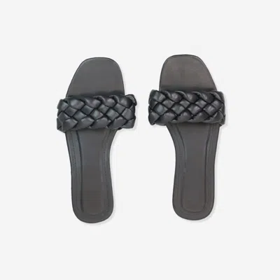 Qupid Women's Braided Slip On Sandals In Black