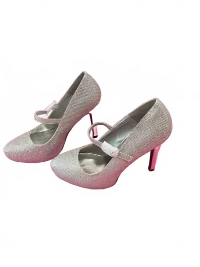 Qupid Women's Glittery Platform Shoes With Buckle Strap In Silver In White