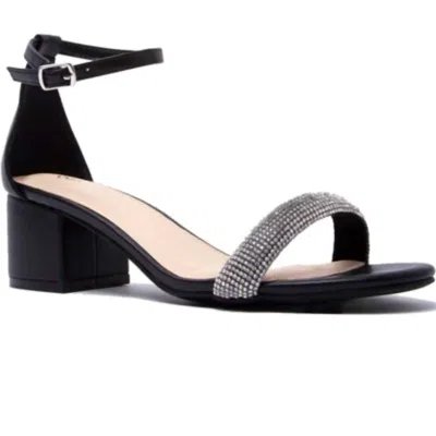 Qupid Women's Jaden Rhinestone Shoes In Clearblack In Black