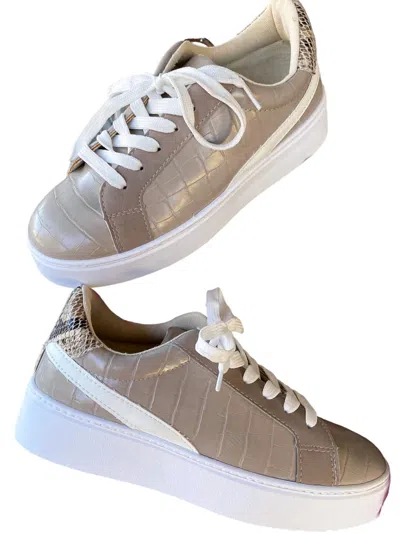 Qupid Women's Lace Up Sneakers In Tan In Multi