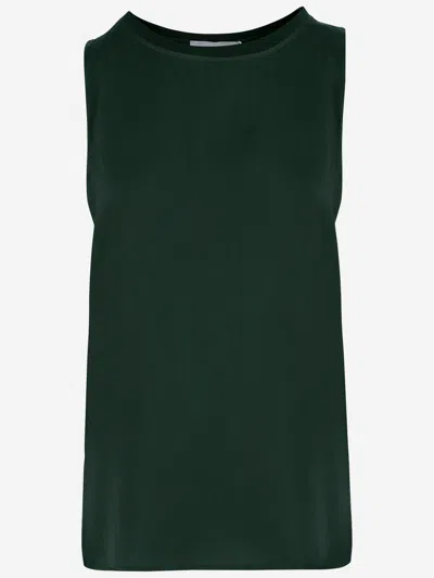 Q-wins Q Wins Sleeveless Top In Stretch Cotton In Green
