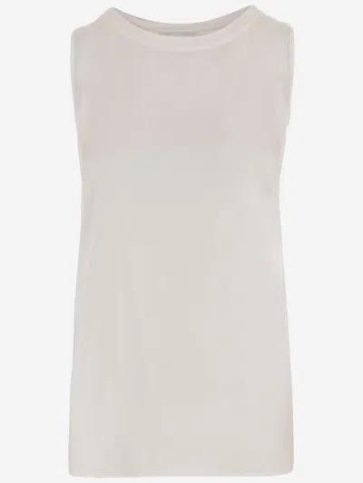 Q-wins Q Wins Sleeveless Top In Stretch Cotton In White