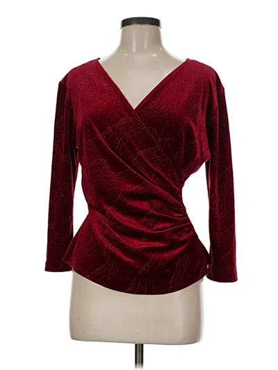 Pre-owned R&k 3/4 Sleeve Top Burgundy Plunge Neckline Tops