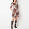 R&k Originals Womens Short Sleeve Plaid Shift Dress In Gray