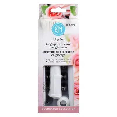 R & M International 17 Piece Icing Set With 12 Tips, Piping Bags, And 2 Couplers In White