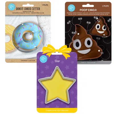 R & M International 3 Piece Cookie Cutter Set, Donut, Star, Poop Emoji ...