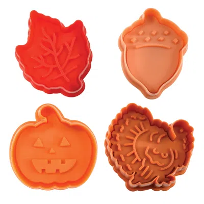 R & M International 4 Piece Autumn Themed Cookie Stamper Set, 2.75-inch In Multi