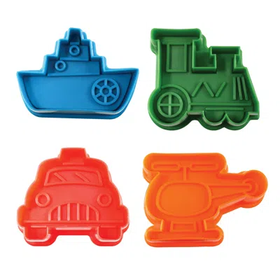 R & M International 4 Piece Transportation Themed Cookie Stamper Set, 2.75-inch In Multi