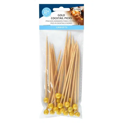 R & M International 5-inch Gold Cocktail Picks 25-pack In Brown