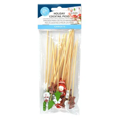 R & M International 5-inch Holiday Cocktail Picks 25-pack In Multi