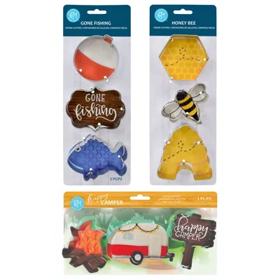 R & M International 9 Piece Fishing/camper/bee Cookie Cutter Set In Silver