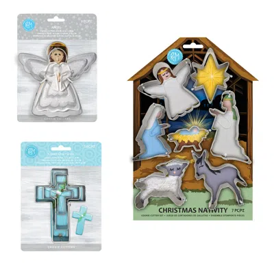 R & M International Angel, Cross, Nativity 13 Piece Cookie Cutter Set In Silver