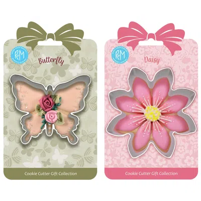 R & M International Daisy And Butterfly 2 Piece Cookie Cutter Set In Silver