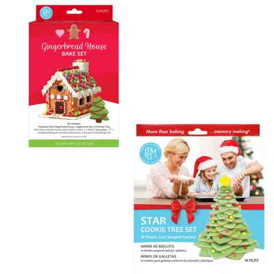 R & M International Gingerbread House & Christmas Tree Cookie Cutter Set In Multi