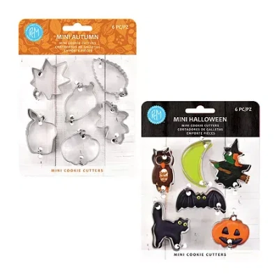 R&m International Llc Mini Halloween Leaf 12-pc. Cookie Cutter Bundle In Silver