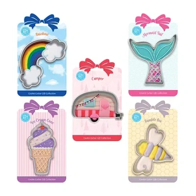 R&m International Llc Rainbow Bee Mermaid Camper Ice 5-pc. Cookie Cutter Bundle In Silver