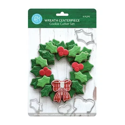 R&m International Llc Wreath Centerpiece 4-pc. Cookie Cutters In Silver