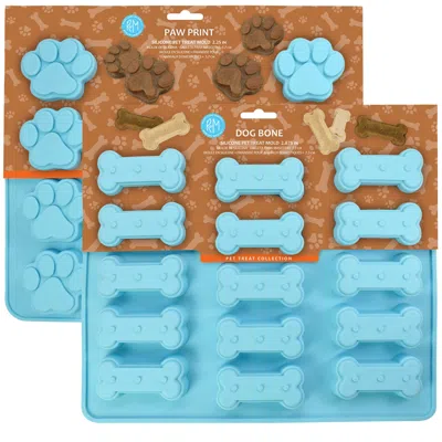 R & M International Pet Treats Mold Set, Paws/bones In Blue