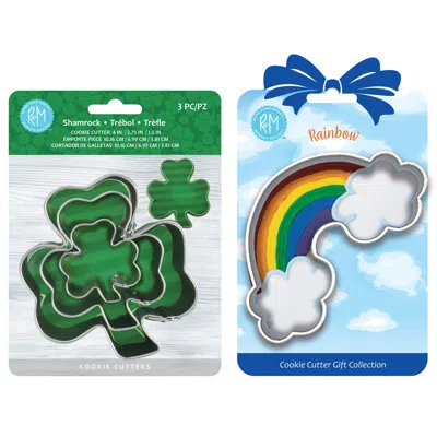 R & M International R & M Rainbow & Shamrock 4 Piece Cookie Cutter Set In Silver