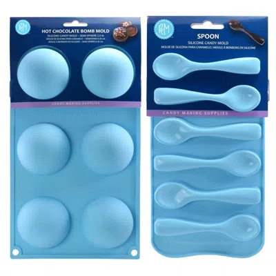 R & M International Silicone Chocolate Spoon & Hot Cocoa Bomb Mold Set In Blue