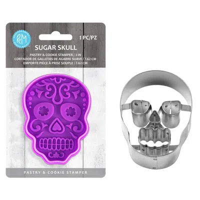 R & M International Skull Cookie Cutter And Stamp, 2 Piece Set In Purple