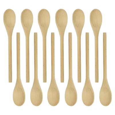 R & M International Wooden Spoon, 8 Inch, Pack Of 12 In Brown