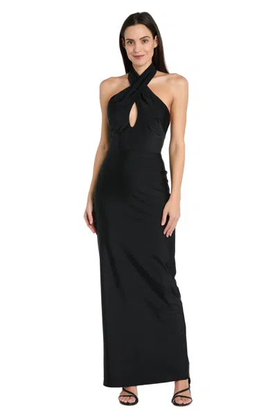 R & M Richards 10216 Long Fitted Formal Evening Maxi Dress In Black