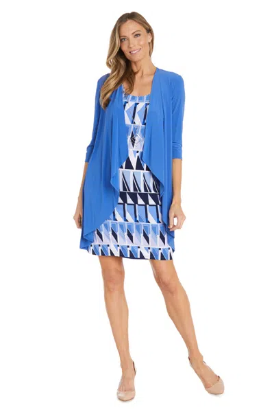 R & M Richards 1027 Mother Of The Bride Short Jacket Dress In Blue