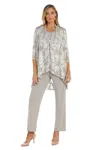 R & M Richards 1052p Long Formal Petite Pant Suit In Silver