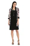 R & M Richards 1073p Two Piece Short Printed Jacket Petite Dress In Black