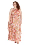 R & M Richards 1118w Plus Size Long Floral Maxi Dress In Orange