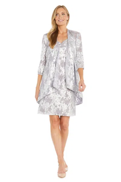 R & M Richards 1180 Short Mother Of The Bride Jacket Dress In Gray