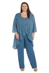 R & M Richards 1216w Plus Size Formal Jacket Pant Suit In Blue