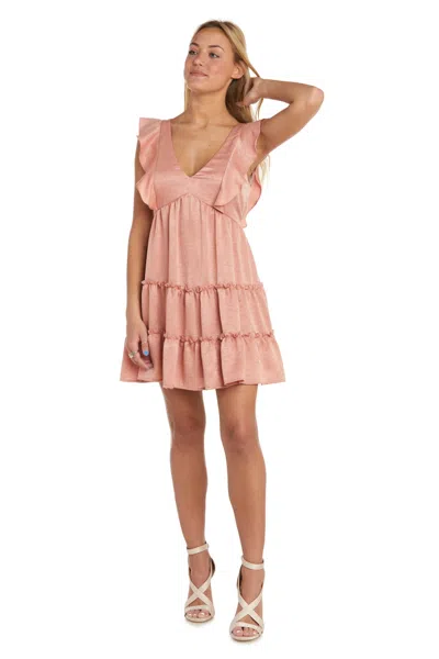 R & M Richards 1244 Short Homecoming Satin Cocktail Dress In Pink