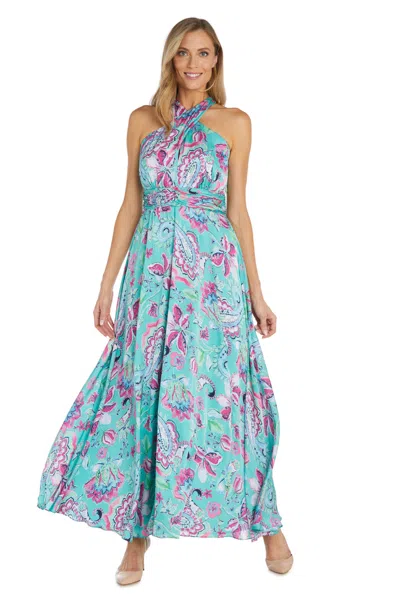 R & M Richards 1260 Long Formal Printed Dress In Green
