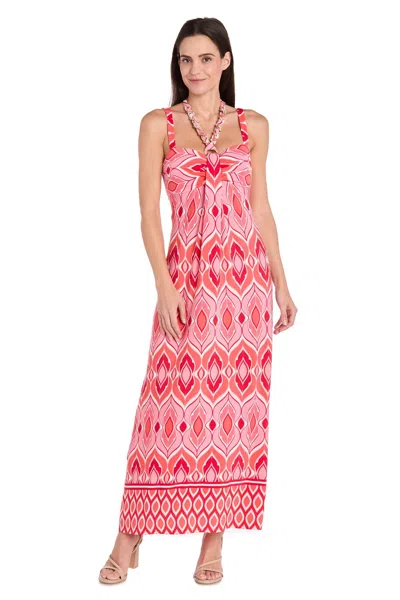R & M Richards 1262 Long Printed Formal Maxi Dress In Pink