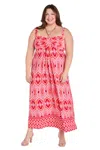 R & M Richards 1262w Plus Size Long Printed Formal Maxi Dress In Pink