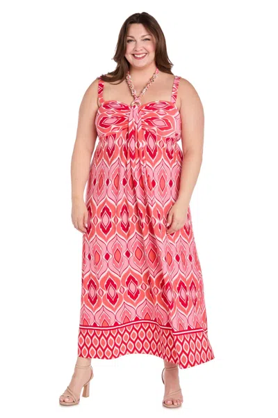 R & M Richards 1262w Plus Size Long Printed Formal Maxi Dress In Pink