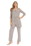 R & M Richards 1351p Long Formal Petite Lace Pant Suit In Gray