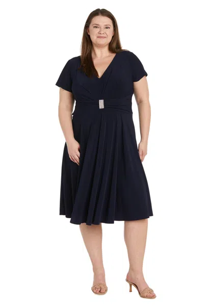 R & M Richards 1429w Short Cocktail Plus Size Knee Length Dress In Blue