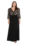 R & M Richards 1566w Long Formal Plus Size Dress In Black