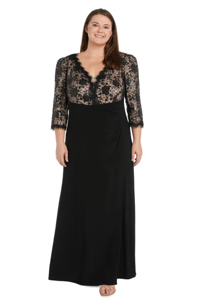 R & M Richards 1566w Long Formal Plus Size Dress In Black