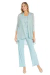 R & M Richards 1642 Long Formal Sequin Pant Suit In Blue