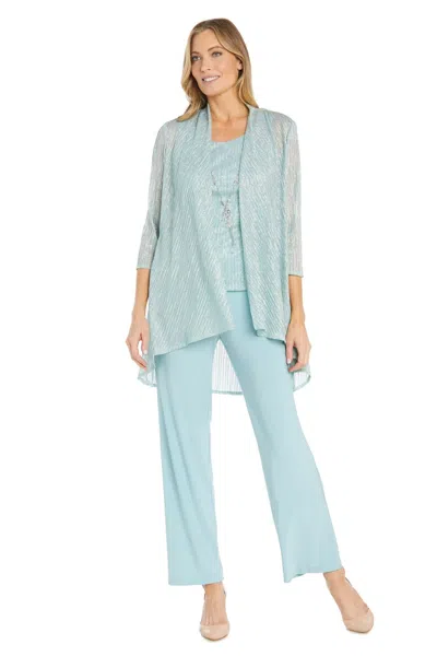 R & M Richards 1642 Long Formal Sequin Pant Suit In Blue