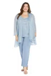 R & M Richards 1642w Plus Size Formal Long Pant Suit In Blue