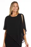 R & M Richards 1706 Mother Of The Bride Poncho Top In Black