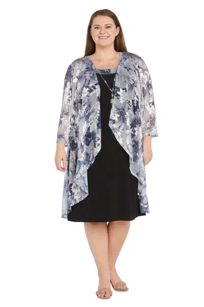 R & M Richards 1707w Short Mother Of The Bride Dress Metallic Jacket Dress In Multi